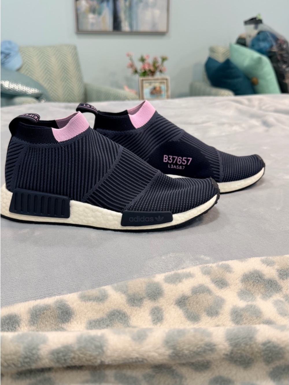 adidas Navy Blue Sock-Style Primeknit Slip-On Sneaker